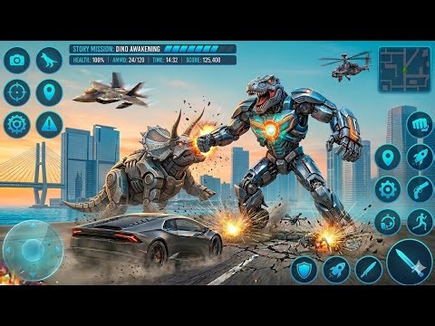 Dino Robot Transform War Jet Bike Car Dinosaur Transformation Game New Robot - Android Gameplay