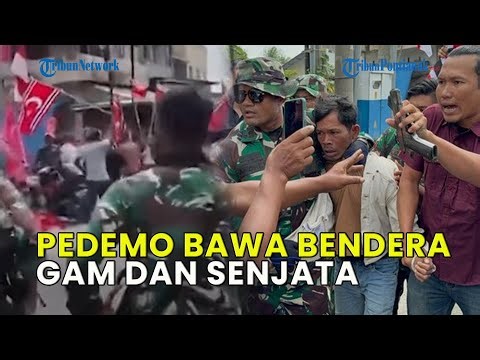 AKSI DEMO DI LHOKSEUMAWE DIBUBARKAN❗ PEDEMO BAWA BENDERA GAM DAN SENJATA
