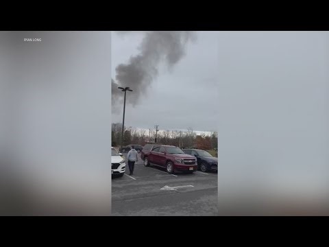 Smoke rises in the distance after deadly helicopter crash in Hammonton, NJ