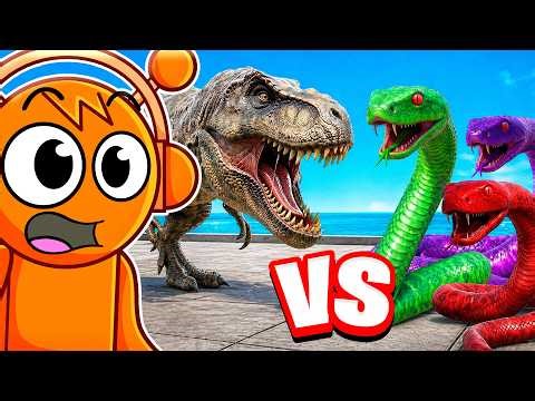 Reacting to KING OF THE DINOS vs EVERY SNAKE in ARBS!? (Crazy)