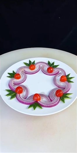 Garden Trio Elegance Onion Cucumber & Tomato Art#Vegetable Cutting design Skills#
