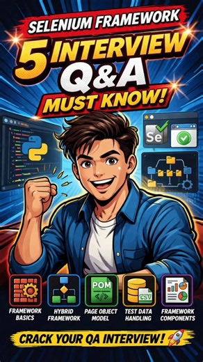 5 Selenium Framework Questions 🔥 Crack Your QA Interview! #seleniumtesting #seleniuminterview