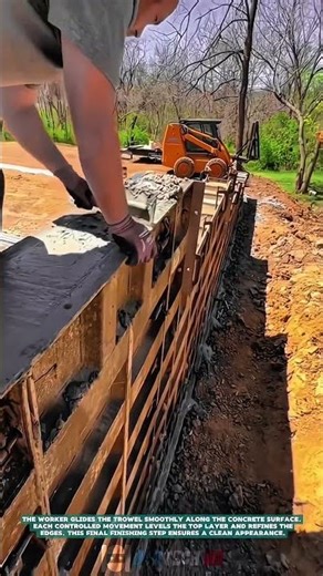 Final Trowel Finishing on Concrete Wall Cap – Satisfying jobs and machinery in the world