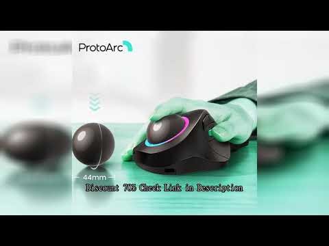 ProtoArc EM03 Wireless Bluetooth Trackball Mouse Rechargeable Ergonomic RGB Backlit Rollerball Mice
