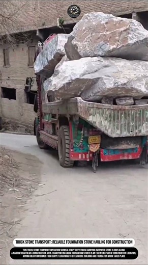 Truck Stone Transport: Foundation Stone Hauling for Construction #innovation #worktool #process