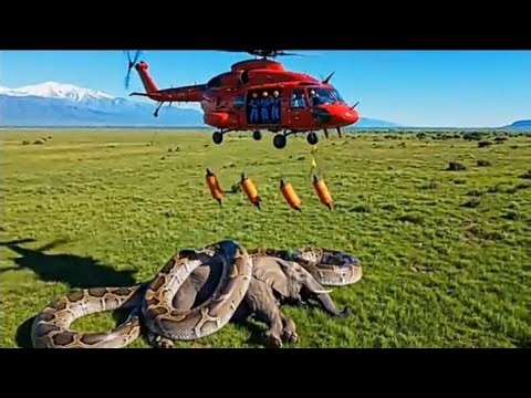 Giant Snake Attacks Elephant | Helicopter Rescue Mission Gone Wrong 🐘🐍🚁 | Wild Animal Story...