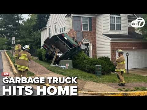 🔴LIVE | Garbage truck smashed into Fairfax County home