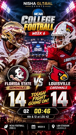 Florida State vs Louisville 🔥 14-14 TIED! | NCAA College Football 2026 Live Update