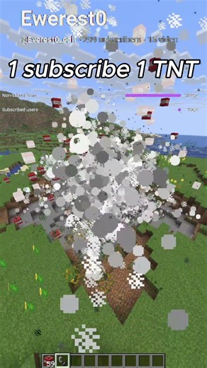 1 Subscriber = 1 TNT Exploding! 🧨 #minecraft