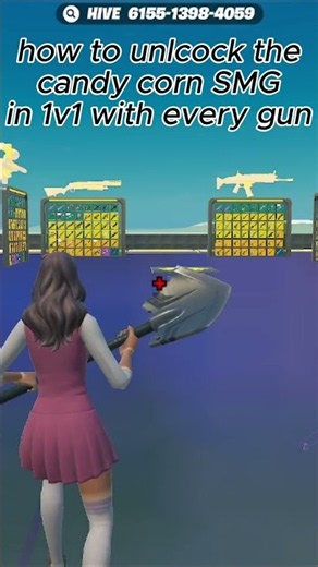 How to unlock the Candy Corn SMG in 1v1 with every gun (Fortnite)