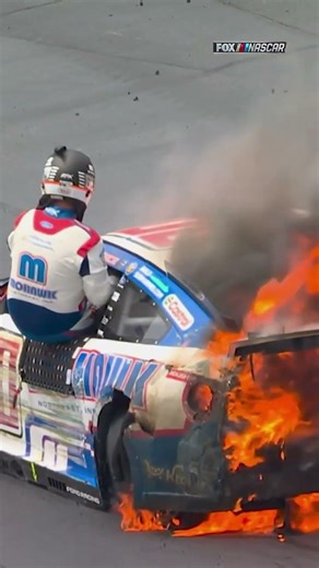 A scary moment early in the All-Star Race as Ryan Preece’s car erupts in flames at Dover #fire