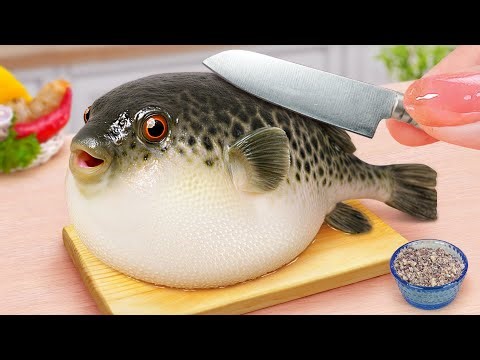 Best of Seafood Recipe 😍 How To Make Miniature Puffer Fish Japanese Karaage 💗 Tina Mini Cooking