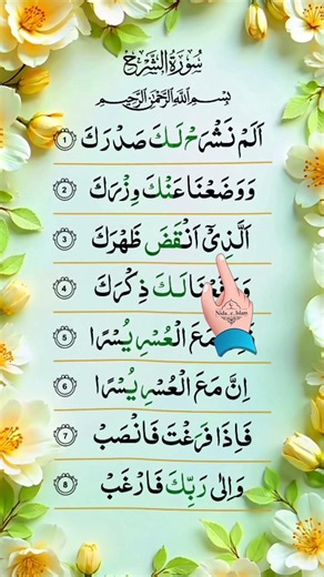 Surah Al-Inshirah ✨ | Listen, Read & Reflect on the Quran #recitation #education #arabiclearning