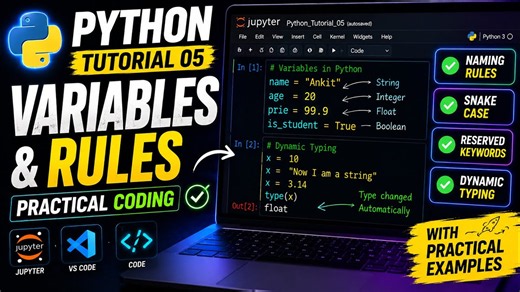Python Tutorial 05 | Variables, Naming Rules & Dynamic Typing