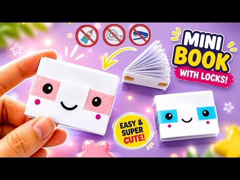 DIY Mini Lock Notebook NO GLUE 📓 Easy One Sheet Paper Notebook Making | DIY Cute Notebook Ideas
