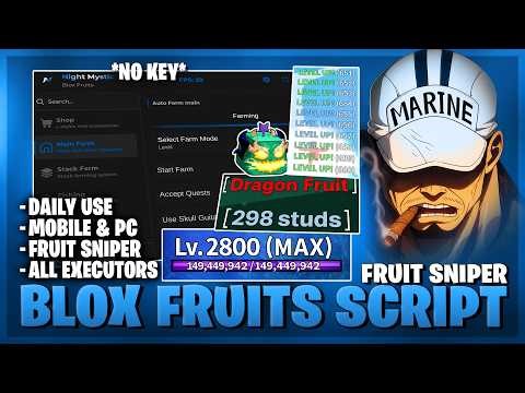 Blox Fruits Script — NO KEY, Fruit Sniper, Fruit Finder, Auto Farm, Auto Bounty, PVP (BEST)