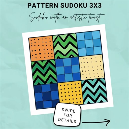 Printable Publishing on Instagram: "A classic puzzle, reimagined with a creative twist ✏️🧩 Pattern Sudoku blends logic and creativity, turning traditional sudoku into a visual challenge that’s both calming and engaging. With pattern-based puzzles designed to sharpen focus and problem-solving skills, it’s perfect for quiet moments, screen-free breaks, and mindful play for all ages 💚 Available in store now — link in bio 🔗 #coloringpages #logicpuzzles #mindfulactivities #braintraining #printable
