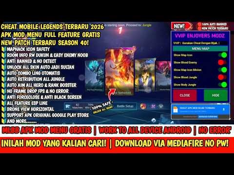 CHEAT ML TERBARU 2026 - MOD MENU APK UNLOCK ALL SKIN MLBB - VVIP ENJOYER MOBILE LEGENDS