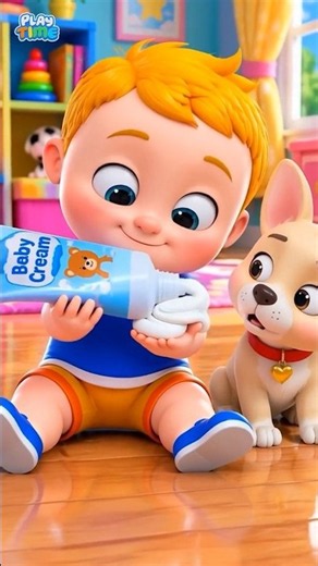 Baby + Cream = BIG Mess! 😂🍦 | Funny Baby Cartoon #shorts