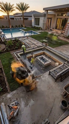 Luxury Backyard Transformation Timelapse | Modern Fire Pit & Infinity Pool Oasis