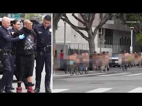 Man arrested after BB gun shooting at naked bike ride in downtown LA, police say