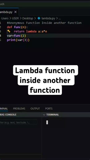 Lambda Functiom Inside function#lambdafunction#lambdaexpression#lambdaexpressions#lambda l#shorts
