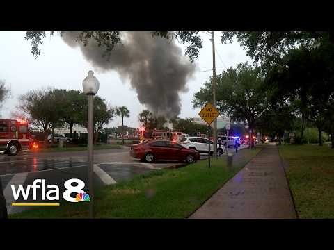 Large plume of smoke billows from fire at building on USF St. Pete campus