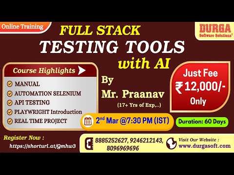 FULL STACK TESTING TOOLS with AI Online Training @ DURGASOFT