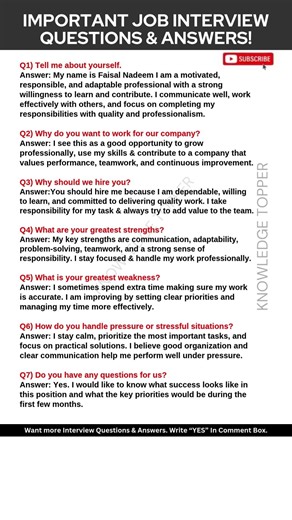 7 Most Important and Common Interview Questions and Answers