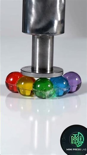 Mini Hydraulic Press vs Marbles 🔵 | Satisfying Glass Crush ASMR #shorts