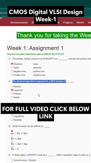 NPTEL CMOS Digital VLSI Design Week 1 Assignment Answers | noc26-ee85