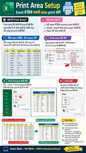 Print Area Setup — Print only the data you need in Excel. #exceltips #spreadsheets #learningvideos