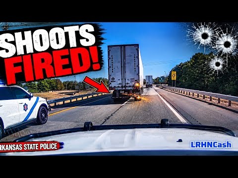 ARKANSAS STATE POLICE FIRE RIFLE ROUNDS AT TRACTOR-TRAILER DURING I-30 PURSUIT