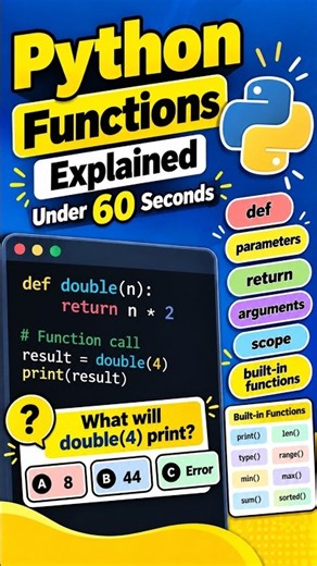 Python Functions Explained in 60 Seconds #pythonforbeginners #learnpython