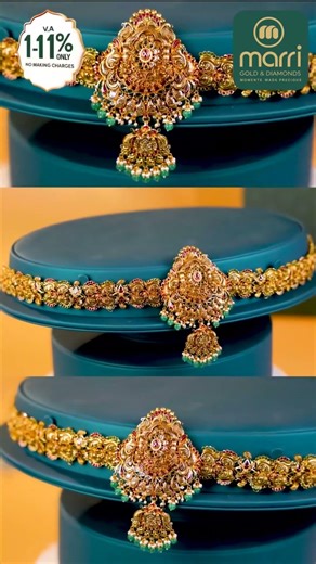 Complete your bridal transformation with our breathtaking matching haram and vaddanam set #marrigold