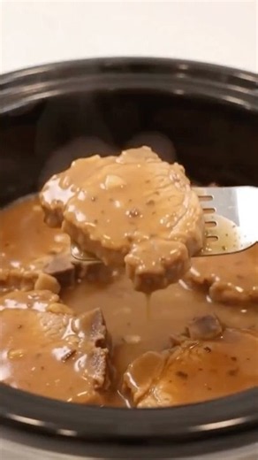 Crockpot Pork Chops! So Tender & Covered in Gravy 🤤