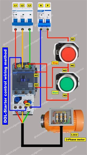 DOL Starter Control Wiring Diagram | Direct on-line starter