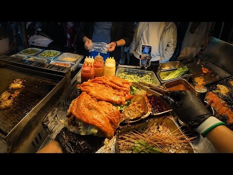 POV Livestream | Vendor Making Giant Flatbread Stuffed with Fried Meat | Real-Time Street Food Prep