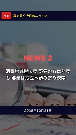知らないとヤバい！【10/21】消費税減税法案 野党からは対案も 与党は成立へ歩み寄り模… #Shorts