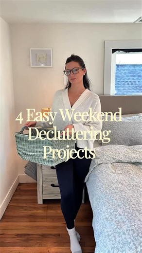 Erin | Cleaning & Organizing on Instagram: "4 easy weekend decluttering projects that will have you feeling SO much better by Monday ✨ If you want a calmer home and an easier week, start here- no full-house overhaul required. 1️⃣ Your nightstand My favorite place to start. Create your own peace. A calm nightstand = better sleep, better mornings, better days. 2️⃣ Bathroom vanity Getting ready instantly becomes faster and more enjoyable when everything has a place. Hotel-level calm, at home. 3️⃣ T