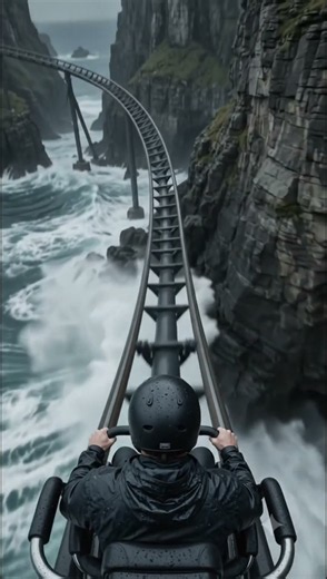 The Most Terrifying Roller Coaster Drop Ever 😱🌊⚡ | Titanfall Stormcliff #Shorts