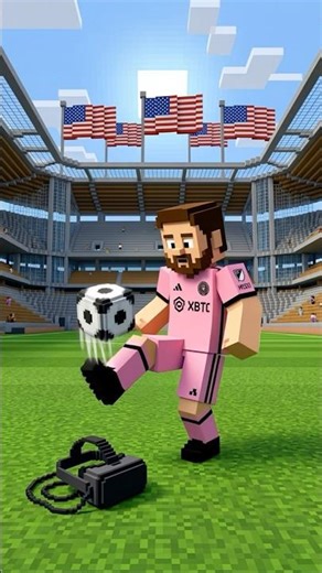 NEVER Let Messi Play NFL VR! 😂🏈 (Minecraft Crossover) #Minecraft #Messi #NFL #Shorts #Football