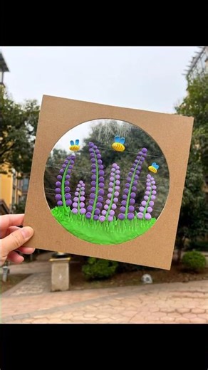 How to Make 3D Window Art with Cardboard & Clay 🌸 Easy DIY Lavender & Bee Craft 🐝 #flowercraft
