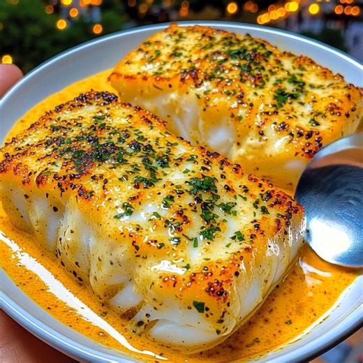 Baked Cod with Parmesan Cream Sauce (Full recipe in 💬) | Lora Chef