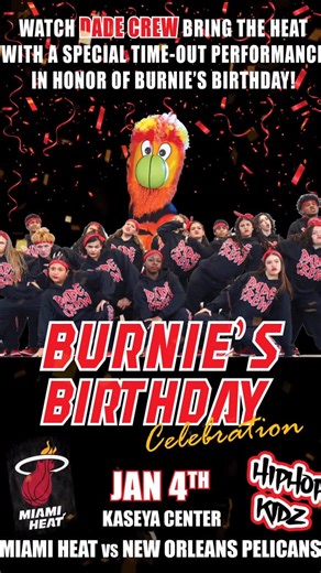 𝗛𝐈𝐏 𝐇𝐎𝐏 𝐊𝐈𝐃𝐙 on Instagram: "Getting ready to celebrate and perform w the one and only @burniemiamiheat at one of the fav games of the @miamiheat season !! Lets gooo Dade Crew!! 🏀🎉🏀🎉 #nbaperformance #miamiheat #hiphopkidz #miamiheatgame Cover photo: @jessilynphotography Cover design: @mrslamps1974"