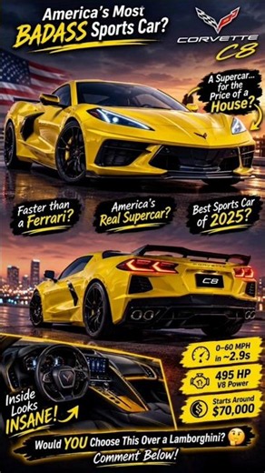 This American Supercar Costs Less Than You Think! 🇺🇸🔥 | Chevrolet Corvette C8 #shorts#usasupercars