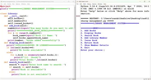 #python #pythonprojects #librarymanagementsystem #oop #programming #coding #softwaredevelopment #pythondeveloper #learning #bsccomputerscience #projects | Bharani Nandam