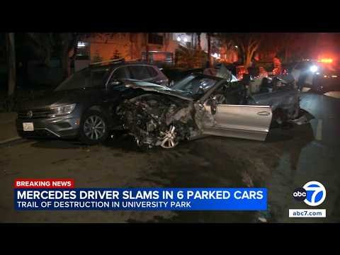Suspect slams into 6 parked cars near USC after brief chase