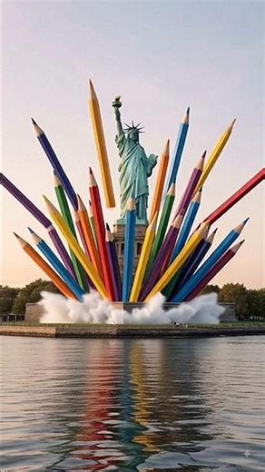 What If New York City Got Buried Under Millions of Colored Pencils? ✏️🗽 #Shorts