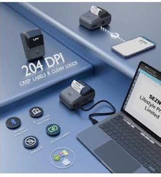 SEZNIK Josh Bluetooth Thermal Label Printer Inkless Mini Rechargeable |MRP, Barcode,Excel File